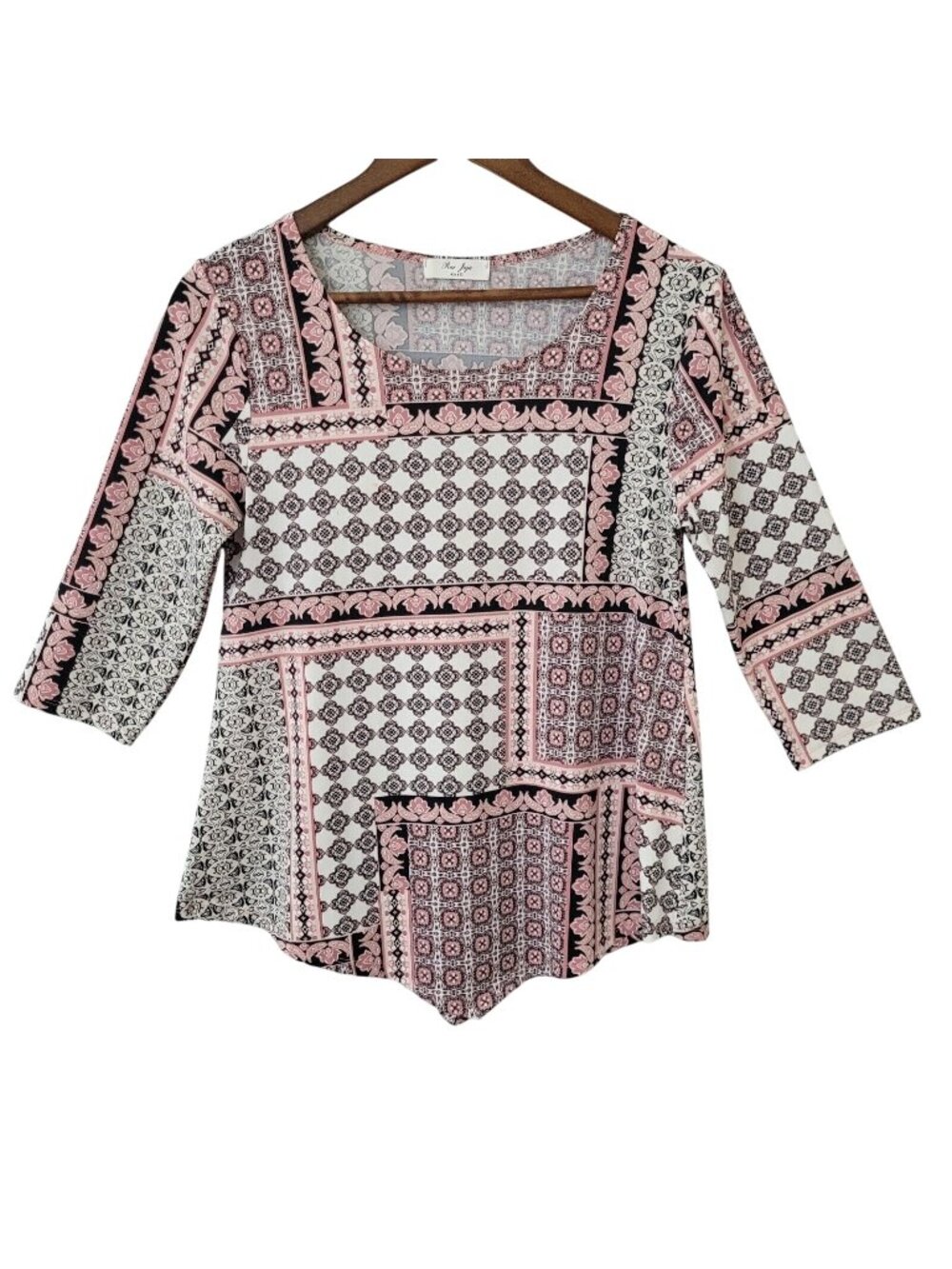 Rue Juju Patchwork Top Womens Size Small Pink Soft Stretchy Comfort Casual